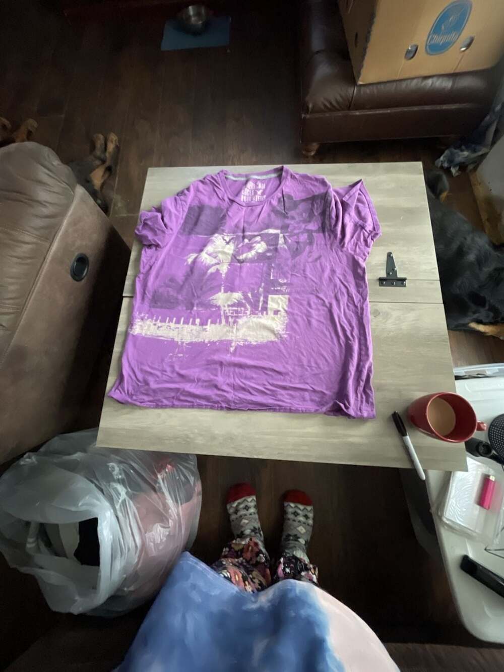 #D15 American Eagle Outfitters Graphic T-Shirt XXL Purple Palm Tree